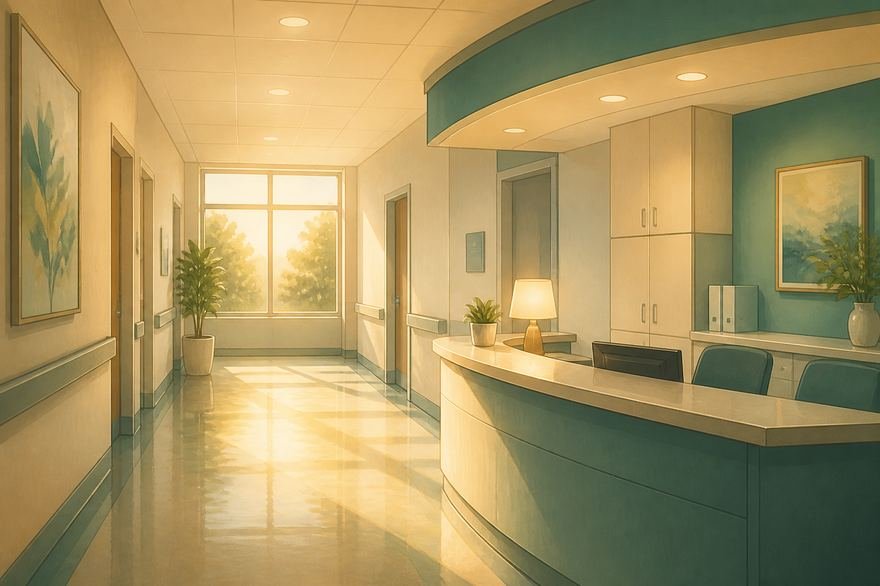 Illustration of a PICU corridor