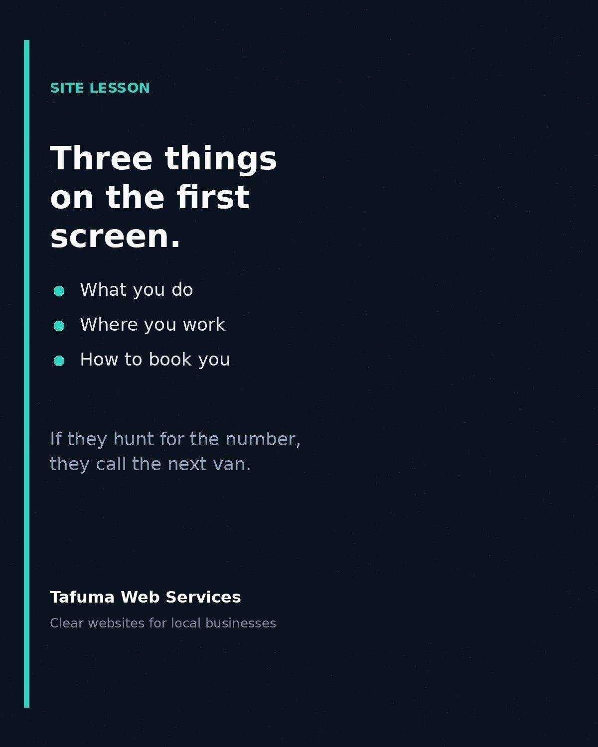 First screen of a Tafuma Web Services business site